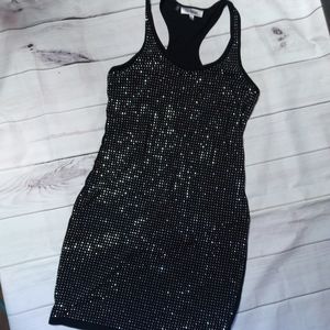 JLO bodycon sleeveless black small mini dress stud
